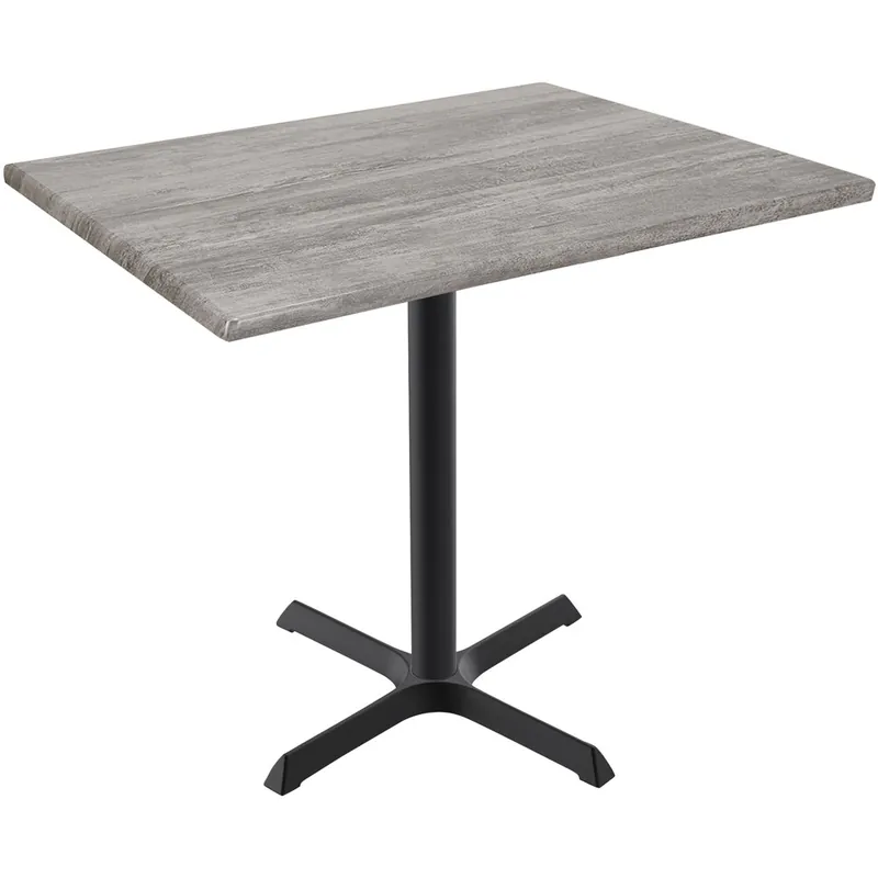 Holland Bar Stool OD211-3030BWOD3048GRYSTN EnduroTop 30" x 48" Greystone Wood Laminate Outdoor / Indoor Standard Height Table with Cross Base In Demand