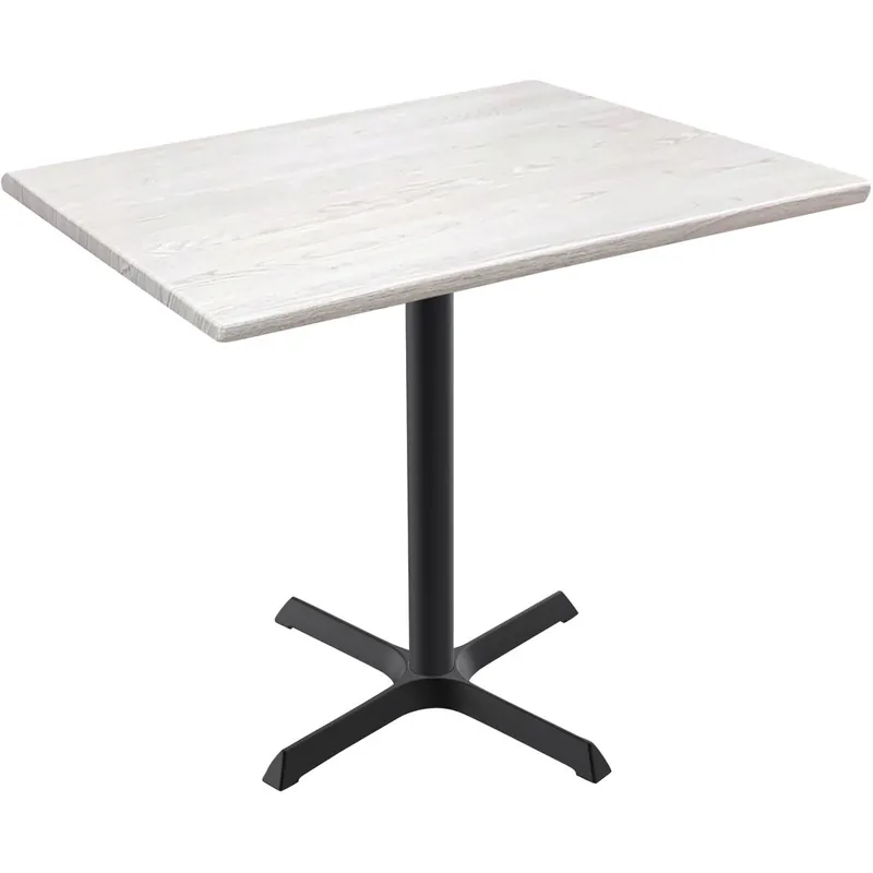 Big Sale Holland Bar Stool OD211-3030BWOD3048WA EnduroTop 30" x 48" White Ash Wood Laminate Outdoor / Indoor Standard Height Table with Cross Base