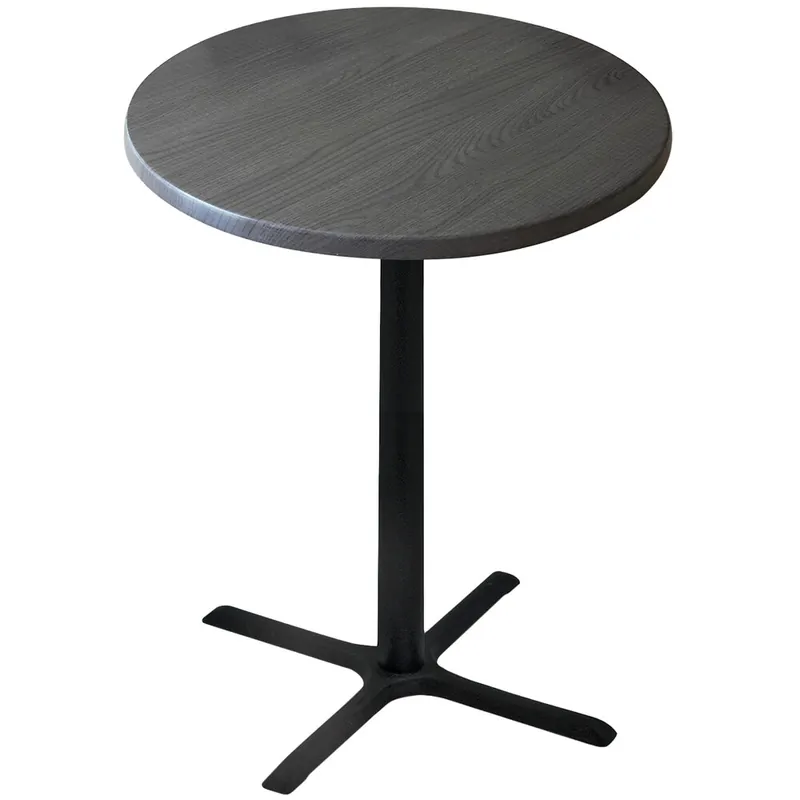 Holland Bar Stool OD211-3036BWOD30RChar 30" Round Charcoal Outdoor / Indoor Counter Height Table with Cross Base Certified
