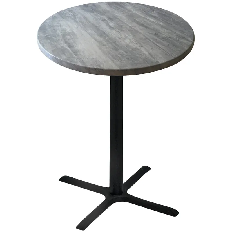 Markdown Holland Bar Stool OD211-3036BWOD30RGryStn 30" Round Greystone Outdoor / Indoor Counter Height Table with Cross Base