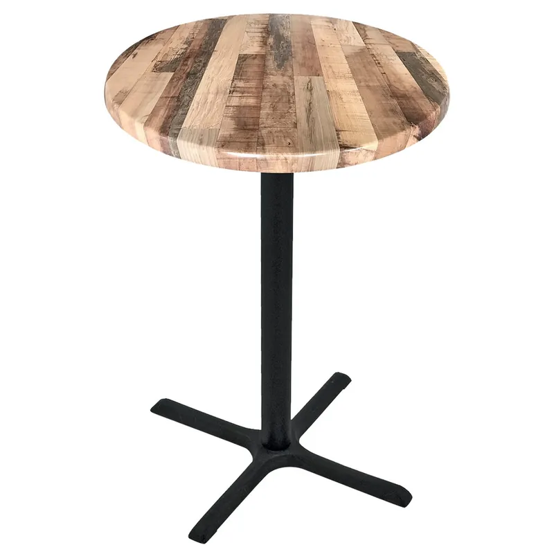 Holland Bar Stool OD211-3036BWOD30RRustic 30" Round Rustic Wood Laminate Outdoor / Indoor Counter Height Table with Cross Base Crafted