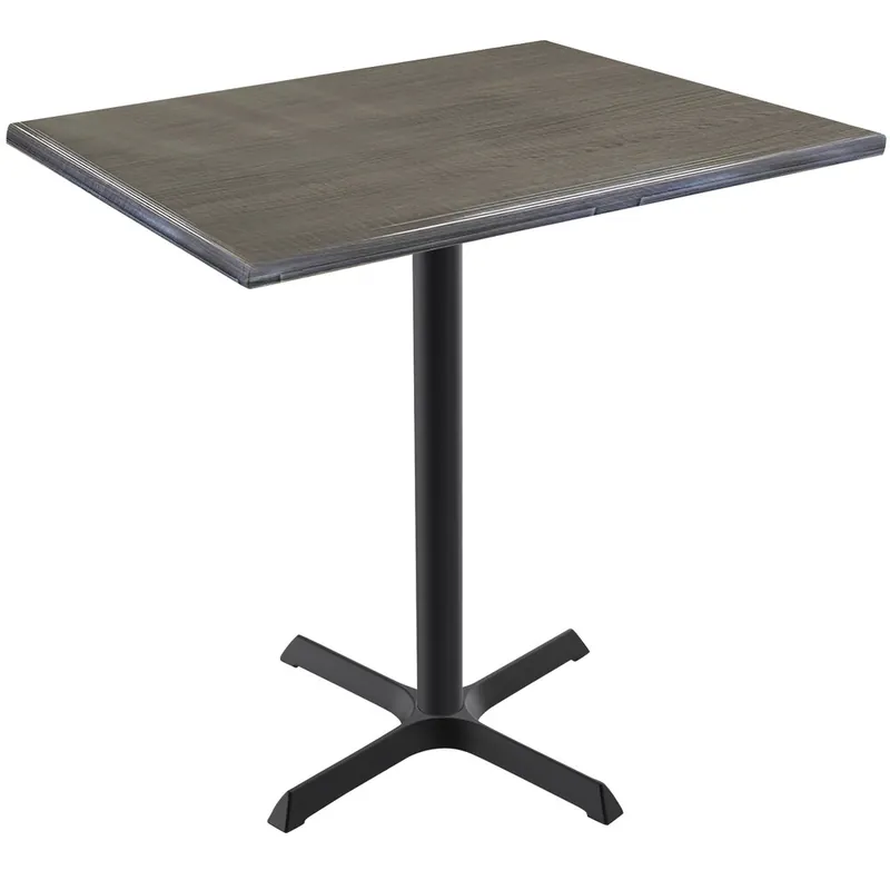 Holland Bar Stool OD211-3042BWOD3048CHAR EnduroTop 30" x 48" Charcoal Wood Laminate Outdoor / Indoor Bar Height Table with Cross Base Cheap
