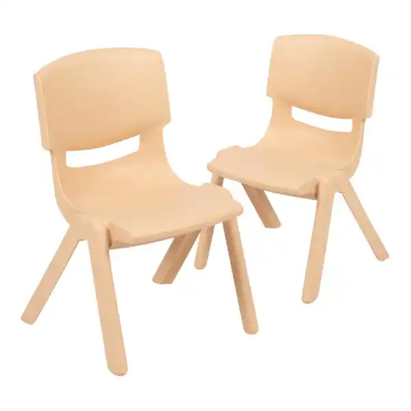 Flash Furniture Whitney 10 1/2" Natural Plastic Stackable Chair Set - 2/Set Latest