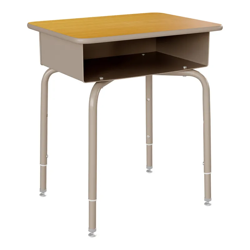 Exclusive Offer Flash Furniture Billie 22 1/4" - 31 1/4" Adjustable Height Maple Laminate Student Desk with Open Front Book Box and Silver Finish