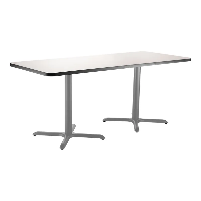 National Public Seating 24" x 30" Gray Nebula Standard Height Cafe Table with Particleboard Core, X Base, and Gray Frame Fan Favorite