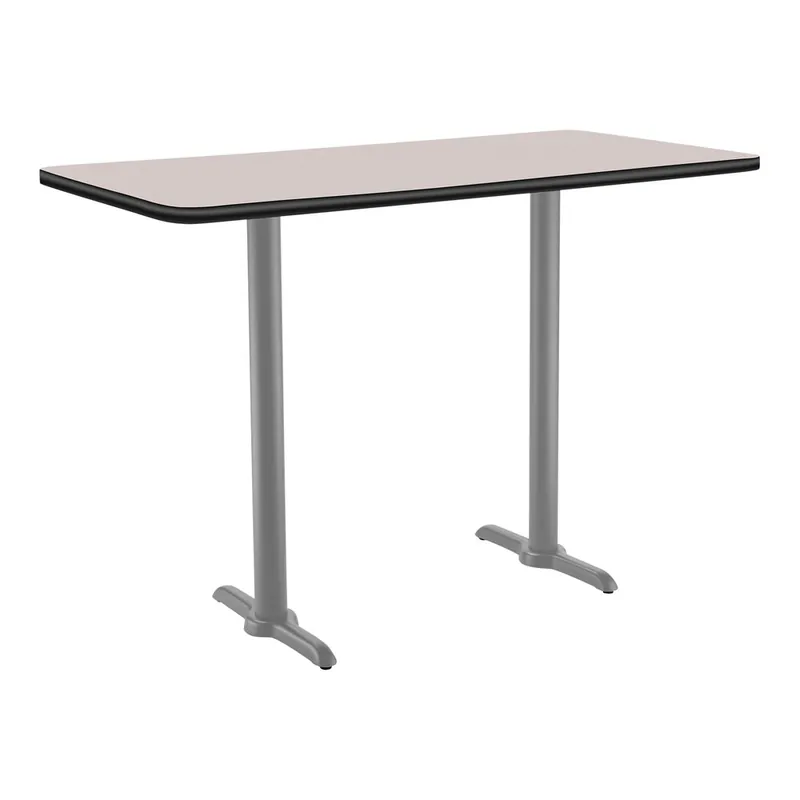 National Public Seating 30" x 48" Gray Nebula Bar Height Cafe Table with Particleboard Core, T Base, and Gray Frame New Release