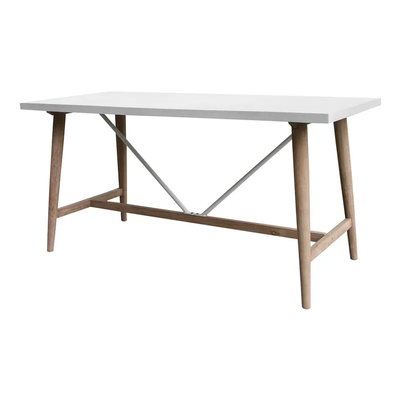 Outdoor Interiors 72" x 32" Counter Height Ivory Composite and Antique Wash Eucalyptus Dining Table Certified