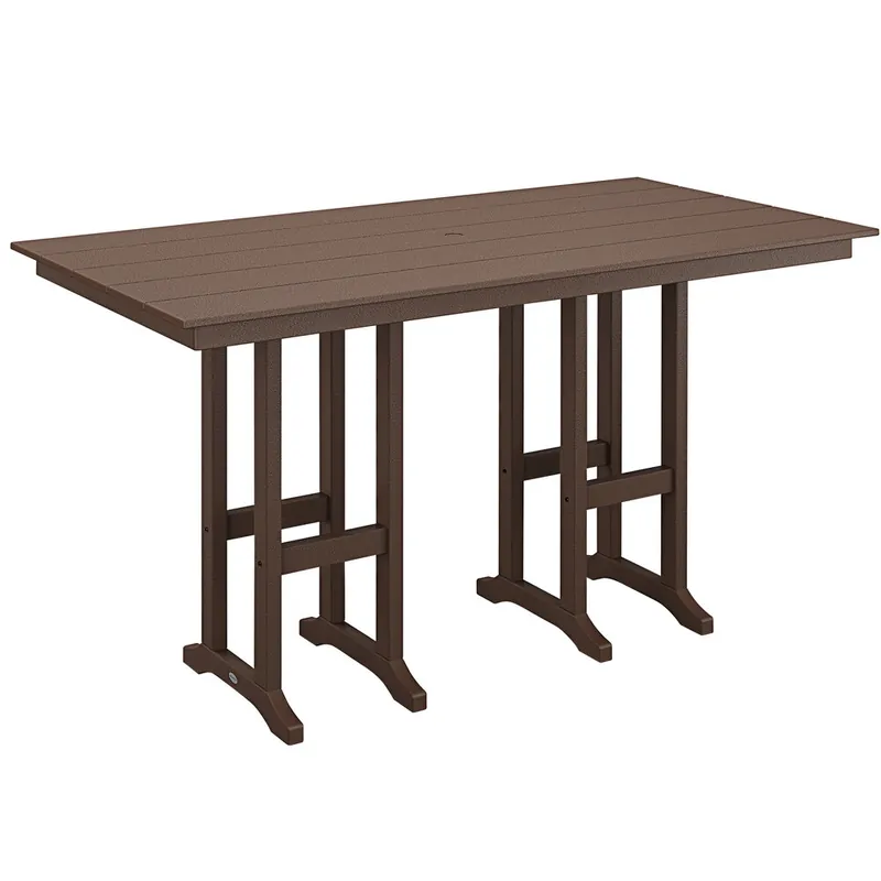 POLYWOOD Farmhouse 37" x 72" Mahogany Bar Height Table In Demand
