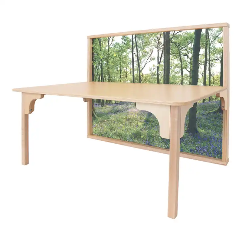 Special Discount Whitney Brothers Nature View WB2614 43 1/4" x 29" x 36 1/4" Wood Table with Serenity Backdrop