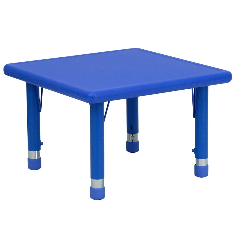 Flash Furniture Wren 14 1/2"-23 3/4" Adjustable Height Square Blue Plastic Classroom Activity Table Limited Edition