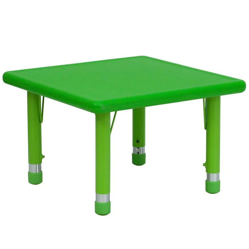 Hassle-Free Returns Flash Furniture Wren 14 1/2"-23 3/4" Adjustable Height Square Green Plastic Classroom Activity Table