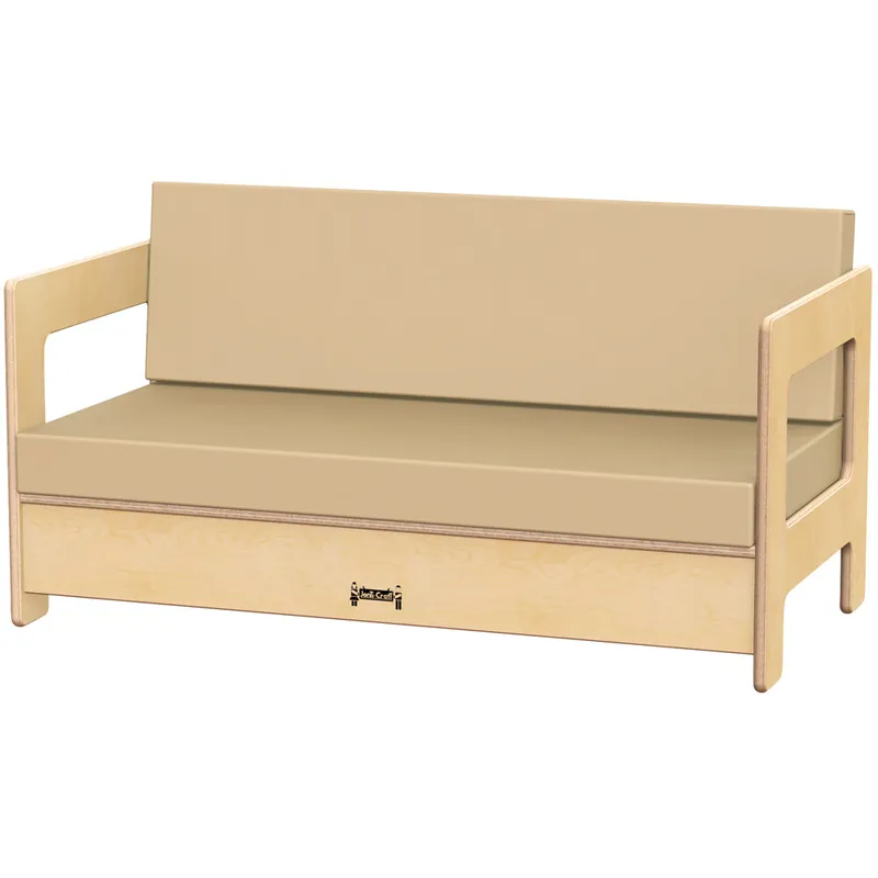 Next Day Delivery Jonti-Craft Baltic Birch 3782JC 37 1/2" x 20" x 20" Wood Living Room Couch with Padded Wheat Seating