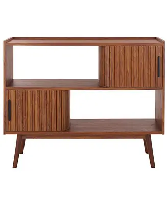 1 Pc Wood Media Stand, Tambour Doors, Interior Storage & Open Shelves – Entertainment Consoles Free Returns