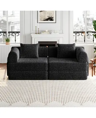 72.4" Convertible Sofa Bed with Storage Pockets and Cushions Flash Sale