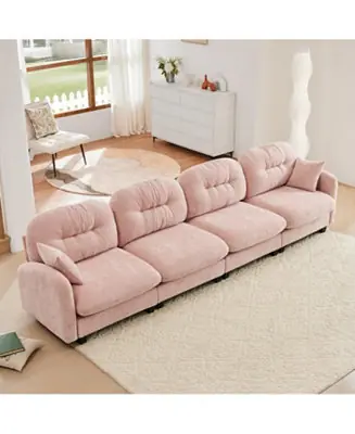 Budget Streamdale Four-Seater Modular Chenille Sectional Couch with Pillows, Pink