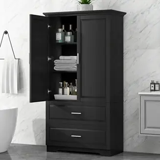 Streamdale Modern Black Bathroom Cabinet with Adjustable Shelf Don’t Miss Out