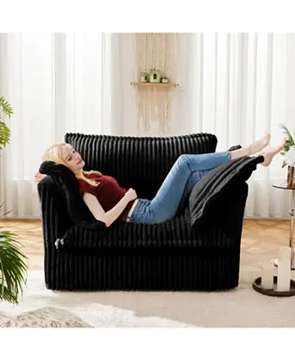Black Corduroy Slipcovered Armchair with Pillows Weekend Sale