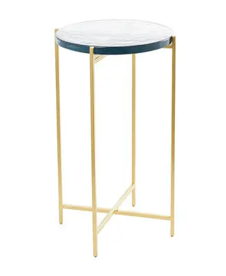 Metal with Textured Glass Tabletop X-Shaped Accent Table Collection Authentic