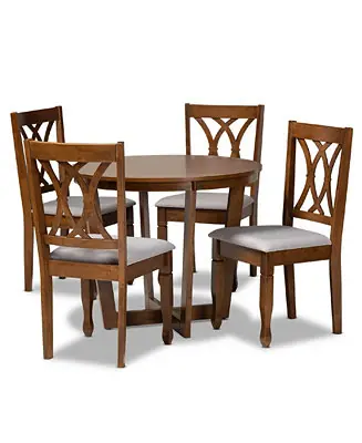 Certified Aggie Modern and Contemporary Fabric Upholstered 5 Piece Dining Set