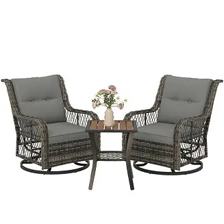 Clearance 3 Pieces Wicker Bistro Set, Rocking Patio Furniture Set,