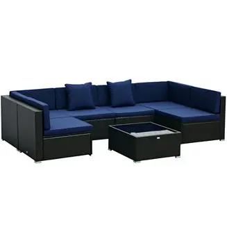 7pc Sectional Wicker Patio Furniture, Genuine
