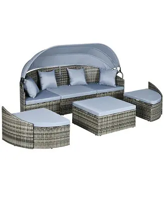 Rat Patio Furniture Set with Chairs Table 4 Piece, Light Best Choice