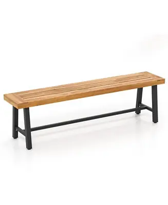3-Person Outdoor Bench in Acacia Wood, Backless Style for Deck or Entryway Best Choice