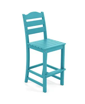 30 Inches Counter Height HDPE Bar Stool with Backrest and Footrest-Turquoise Last Chance