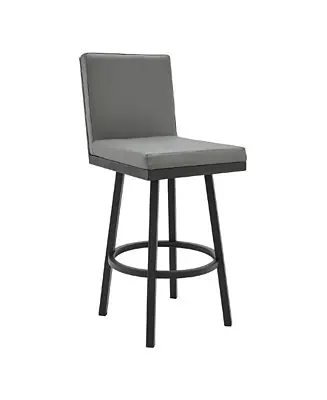 Original Rochester Swivel Modern Metal and Faux Leather Bar and Counter Stool