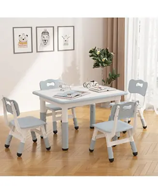 Don’t Miss Out Adjustable Kids Table & 4 Ergonomic Chairs Set, Multi-Activity Graffiti Desktop, Non-Slip, Ages 2-8, Home, Preschool