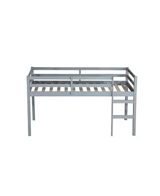 Twin Loft Bed with Ladder Rubber Wood Platform Bed with Storage Space & Guardrails Buy Online