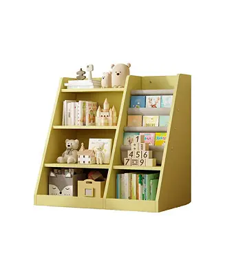 Low Price Yellow Wooden Kids Bookshelf Baby Sling Book Rack Shelf for Playroom