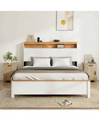 Queen Bed Frame with Charging Station Secure Checkout