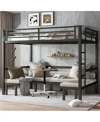 Queen Over Queen Pull-Out Bunk Bed, Safety Rails, Black Affordable