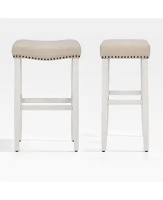 29" Upholstered Saddle Seat Bar Stool (Set of 2) Low Price
