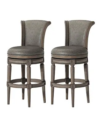 Free Returns Pullman Bar Stool in Reclaimed Oak Finish, Ronan Stone, Set of 2