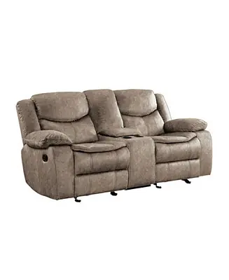 Shop Now White Label Veloce 79" Double Glider Reclining Loveseat with Console