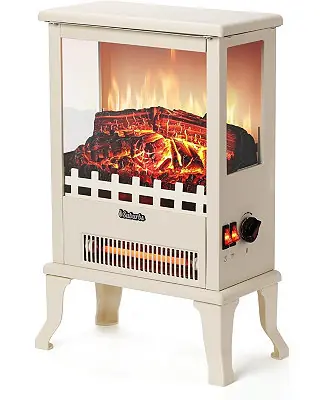 17" 1500W Infrared Electric Fireplace Stove, 3-Sided View, Realistic Flame, Overheat Protection, Portable Heater for Small Spaces Direct From Manufacturer