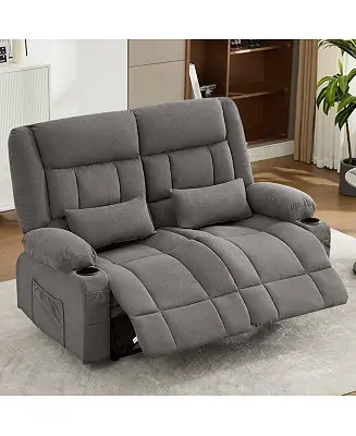 Recliner Loveseat with Cup Holders for Living Room Love Seat Manual Oversized Recliner with Ergonomic, Side Pocket for Adult Holiday Sale