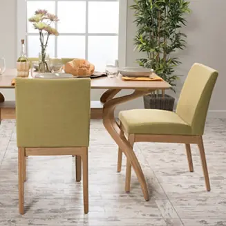 Affordable Contemporary Upholstered Dining Chairs with Rubberwood Legs (Set of 2)