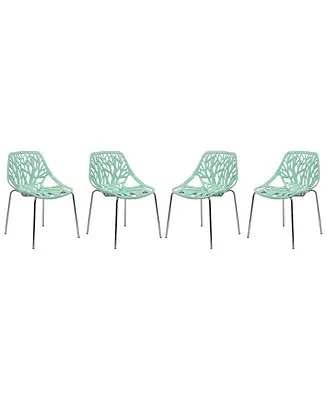 Modern Asbury Dining Chair w/ Chromed Legs, Set of 4 Discount