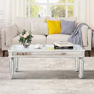 Vintage Silver Mirrored Coffee Table (48"L x 24"D) Brand New