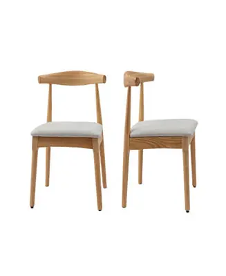 Mid Century Dining Room Chairs Set of 2,Wood and Fabric Upholstered Four Dining Chairs Warranty Included