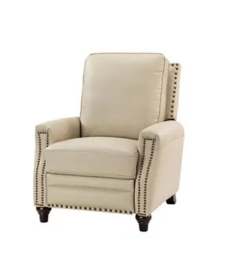 Top Rated Bellino Mid Century Modern Genuine Leather Recliner with Nailhead Trim