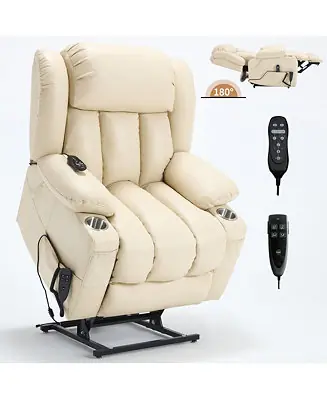 Factory Price Power Lift Recliner Chair Heavy Duty Motion Mechanism with 8-Point Vibration Massage and Lumbar Heating Stainless steel Cup Holders