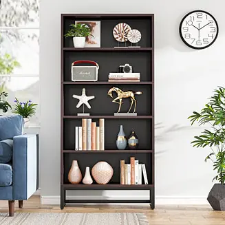 70.8” 5-Tier Wood & Metal Heavy Duty Free-Standing Bookshelf – Storage Shelving Unit for Living Room, Bedroom, Office Special Discount