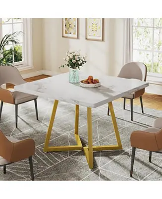 Square Dining Table for 4, 31.5" Industrial Dinner Table with Metal Base, Wood Kitchen Table for Dining Room, Small Space, Apartment Exclusive