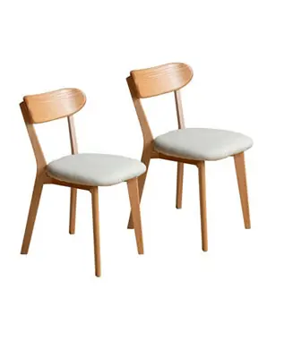Natural Wood Dining Chair (Set of 2), Solid Oak, Made in North America, 47.5 x 55.5 x 78cm Shop Now