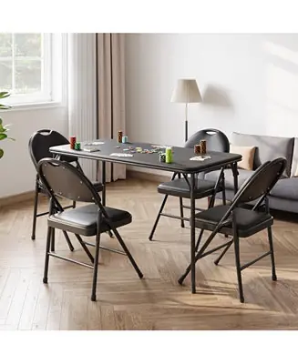Markdown 5-Piece Card Table Set,Folding Card Table and Chair Set of 5 Portable with Padded Tabletop