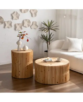 Don’t Miss Out Retro Cylindrical Coffee Table Set (Textured)